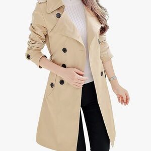 Worn once. Tan trench coat